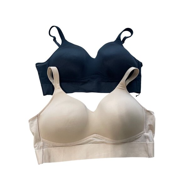 Rhonda Shear 2Pk Molded Cup Bra with Wrap Back Size 2X Black Beige Comfort 645.9 - Picture 2 of 10